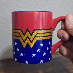 Colorful & Glittery Wonder Woman  14 oz Wonder Woman Classic Symbol Ceramic Mug